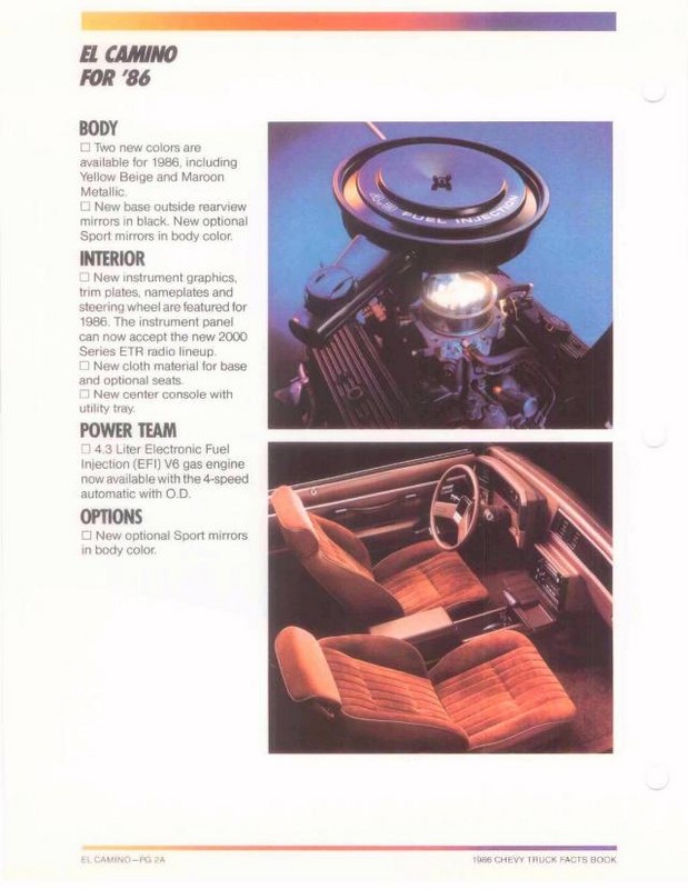 1986 Chevrolet Truck Facts Brochure Page 9